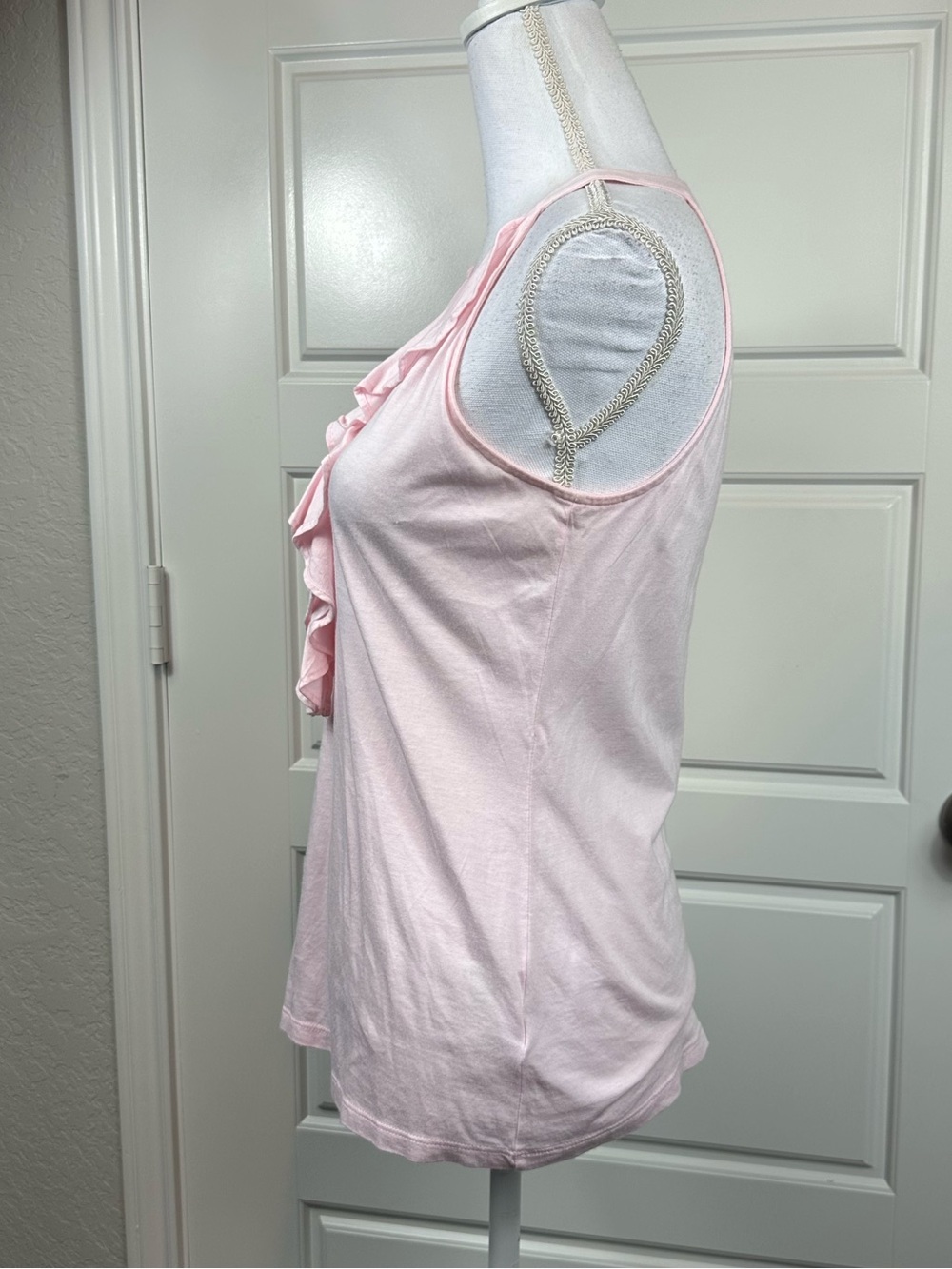 Lilly Pulitzer Light Pink Classic Ruffle Sleeveless Top Cotton Blend Size XS - Picture 4 of 9